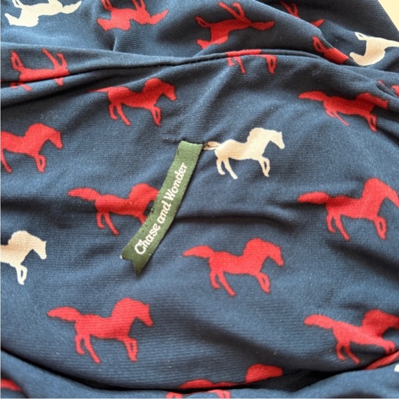 Leota New York Chase & Wonder HORSE Drapey Dress SIZE 6 Blue Long Sleeve Western - Picture 6 of 12